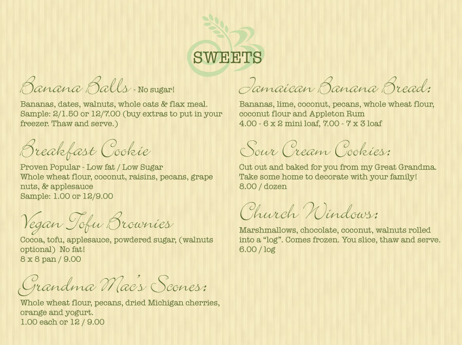 J. Bells Bakes Main Menu